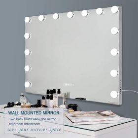New Large Vanity Mirror with Lights Led Mirror with Lights Lighted Makeup Mirror with 15 Dimmable LED Bulbs for Dressing Table (Color: without blutooth)